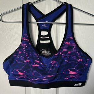 Avia Black Blue & Pink Athletic Sports Bra Size Large